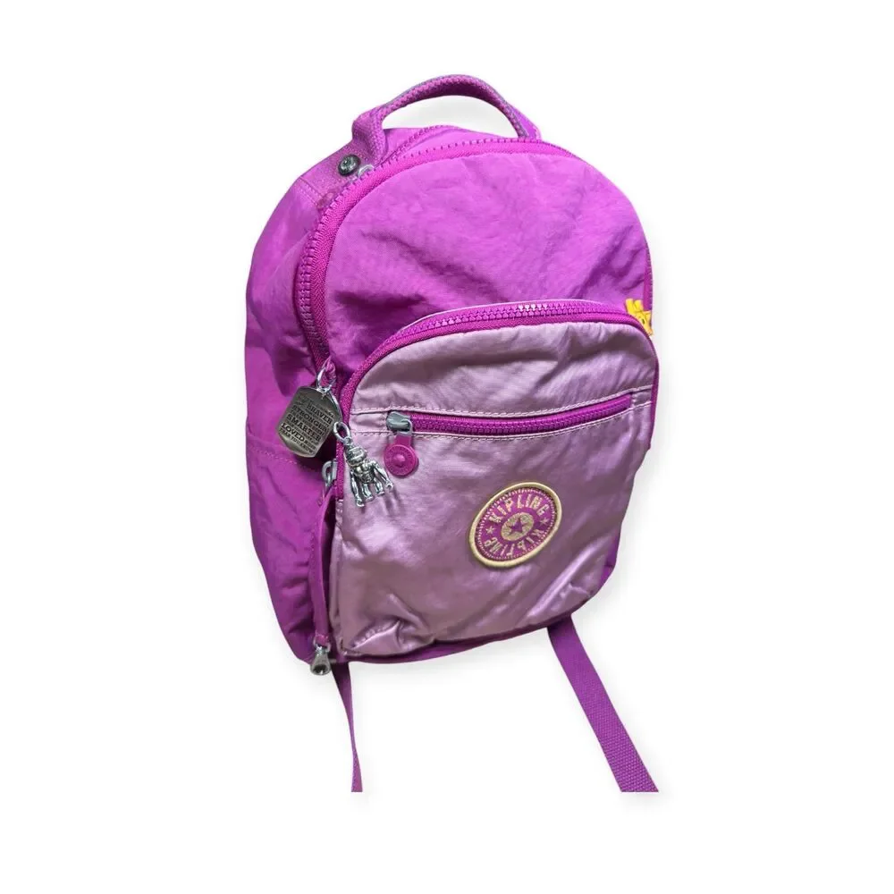 Kipling Seoul Metallic Pink Backpack Laptop Large School Bag w/ Charms Y2K‎ Rare